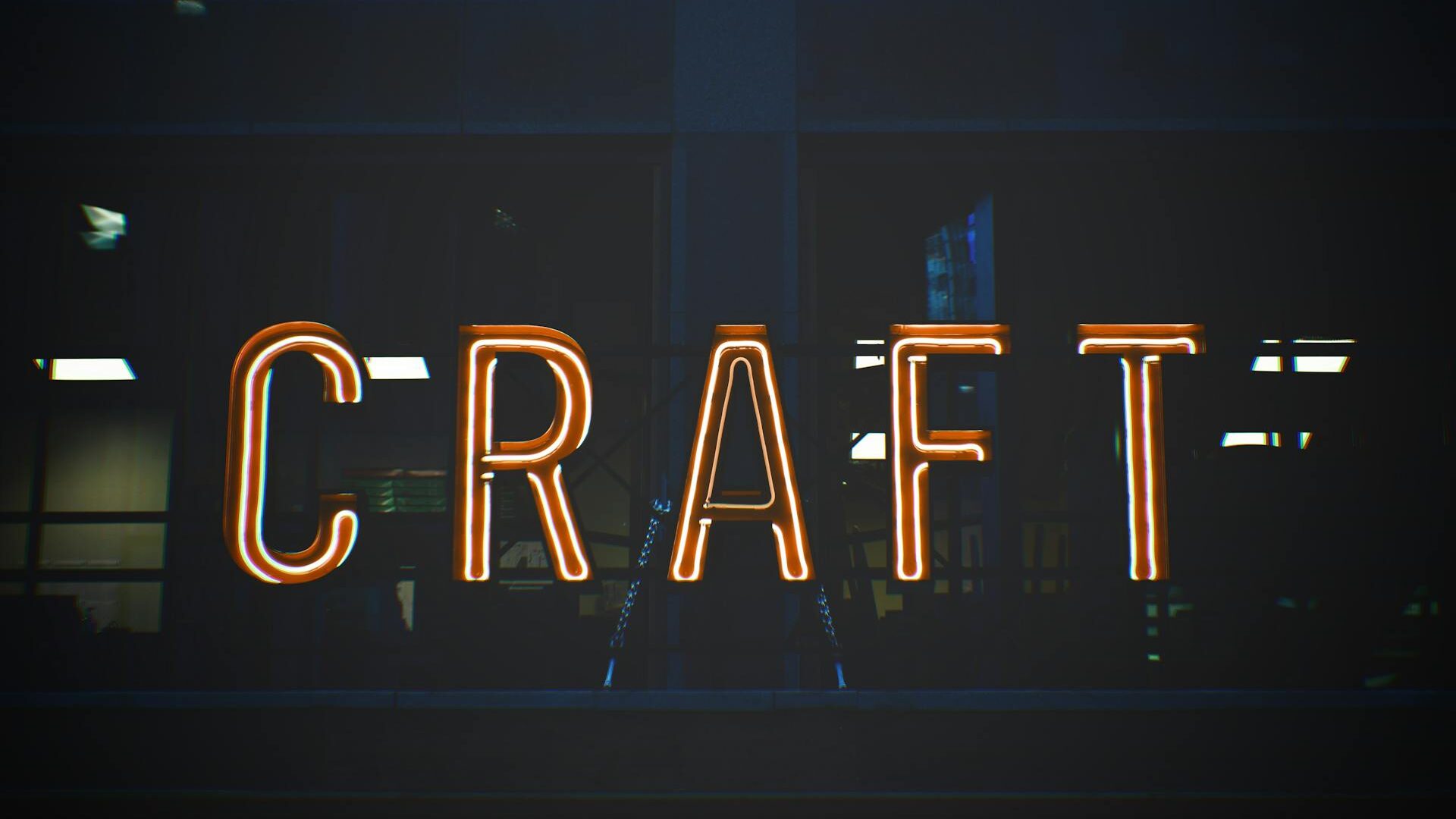 Neon light spelling 'Craft'